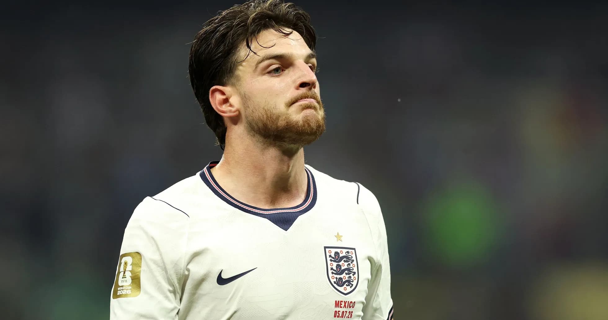 Player in England kit during match on field Player in England kit during match on field