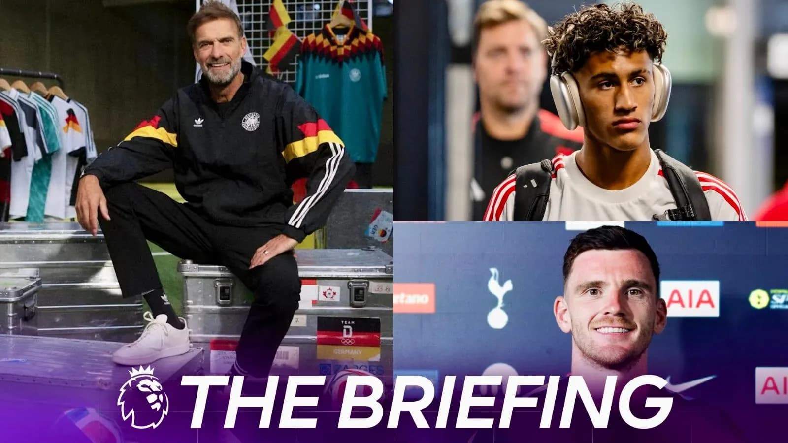 Collage of football players and manager during briefing Collage of football players and manager during briefing