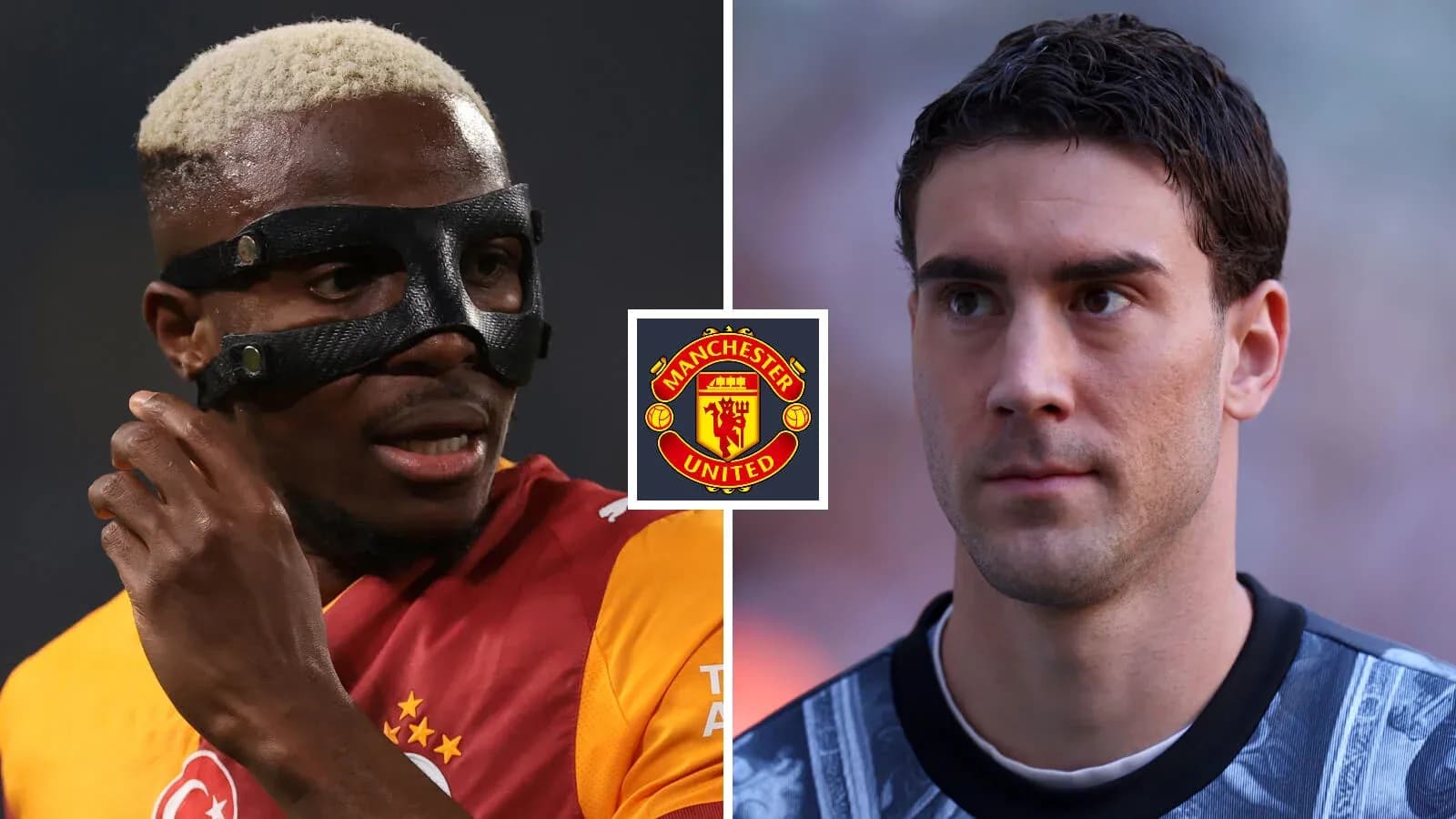 Two football players, one with a mask, facing each other Two football players, one with a mask, facing each other