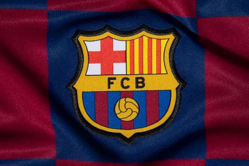 FC Barcelona club crest on team jersey FC Barcelona club crest on team jersey