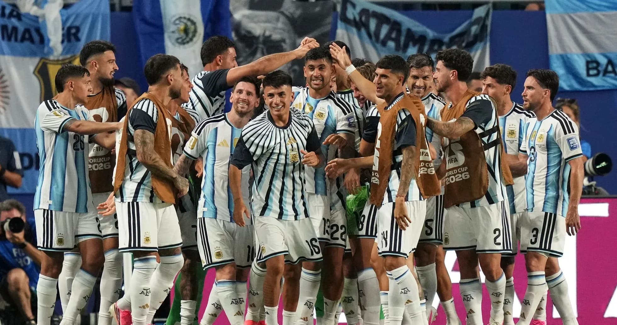 Argentina players celebrating a goal during match Argentina players celebrating a goal during match