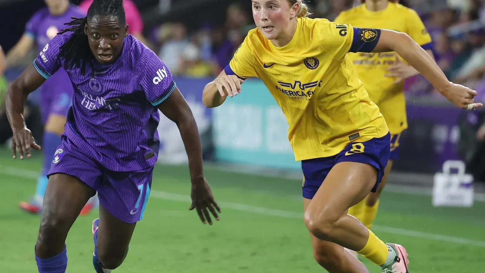 Players competing during Orlando Pride vs Houston Dash match Players competing during Orlando Pride vs Houston Dash match