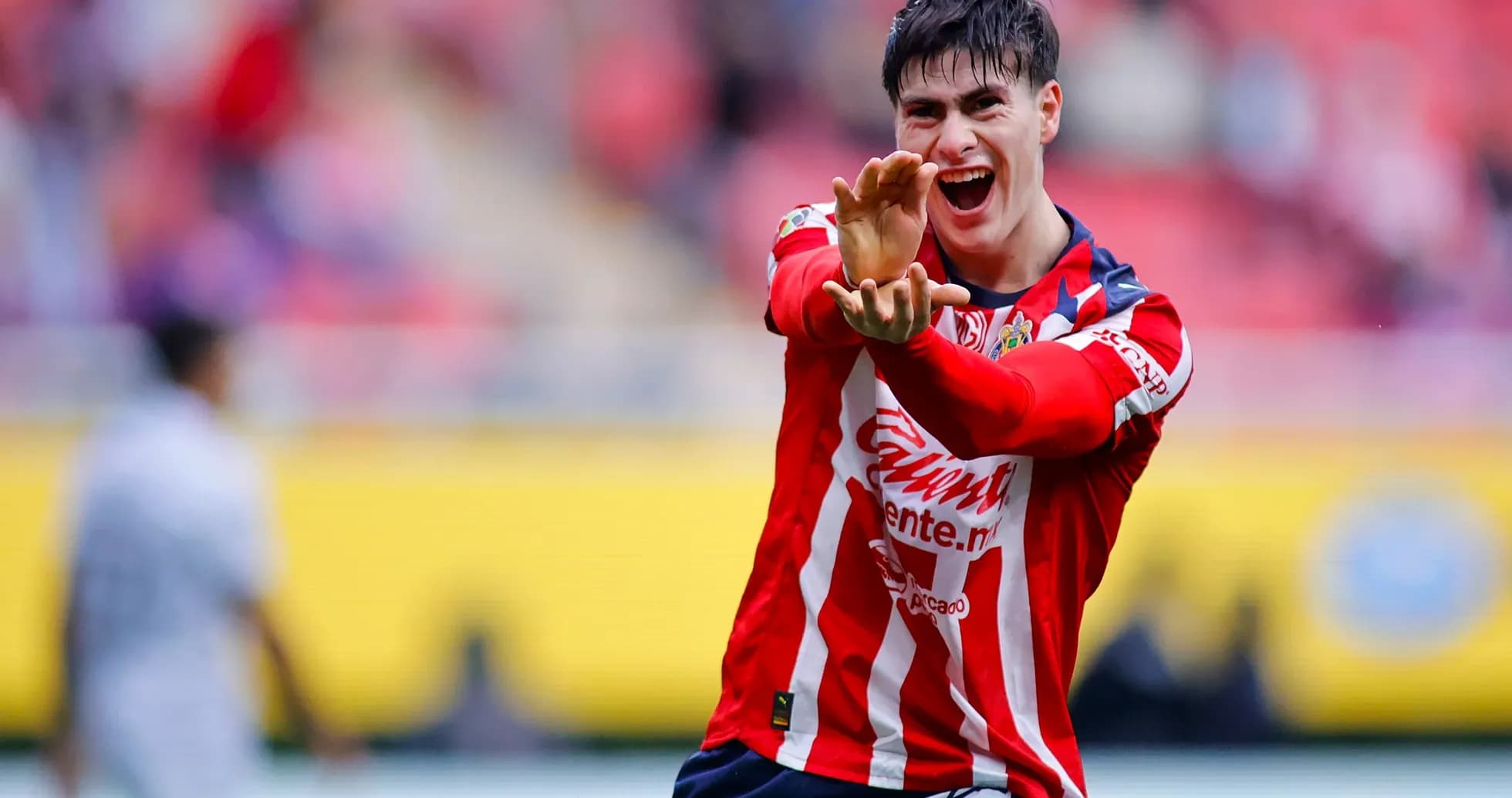 Player celebrating during Guadalajara Chivas match Player celebrating during Guadalajara Chivas match