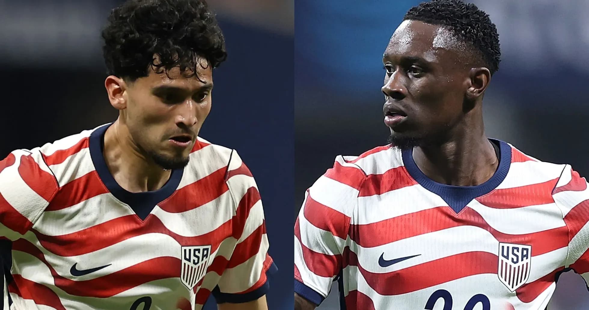 Two USA players in striped jerseys during match Two USA players in striped jerseys during match