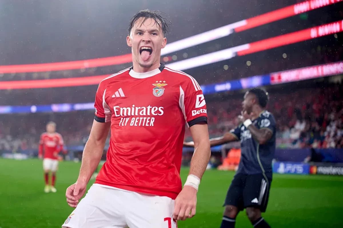 Benfica player celebrating a goal in match Benfica player celebrating a goal in match
