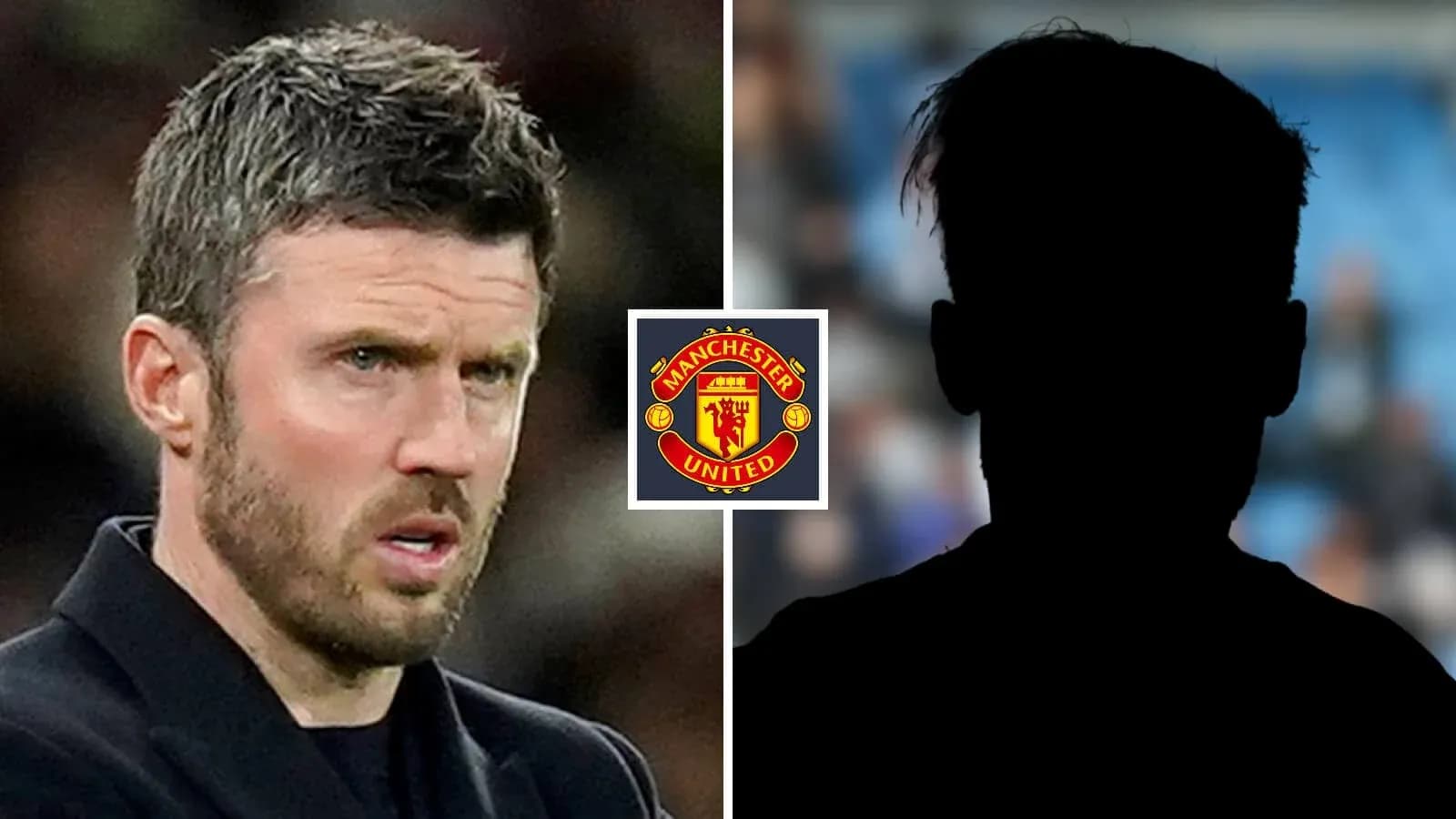 Manchester United manager with player silhouette backdrop Manchester United manager with player silhouette backdrop
