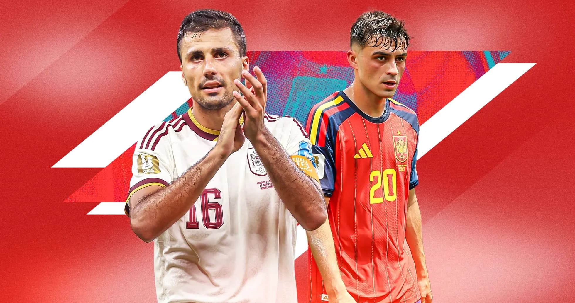 Two soccer players from Mexico and Spain posing Two soccer players from Mexico and Spain posing