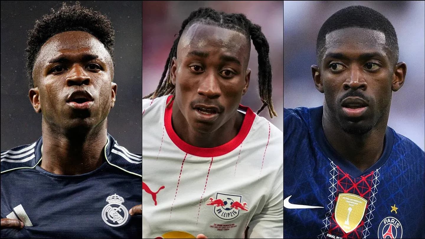 Three football players in action during matches Three football players in action during matches