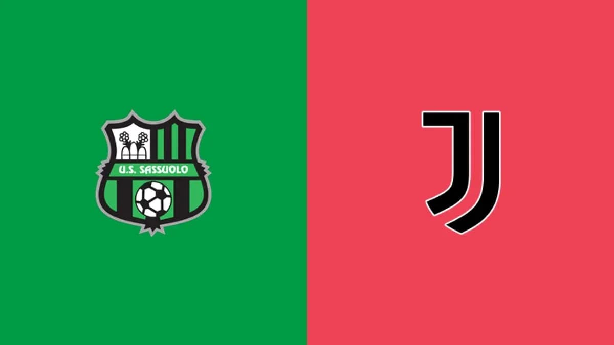 Logos of U.S. Sassuolo and Juventus on colored backgrounds Logos of U.S. Sassuolo and Juventus on colored backgrounds