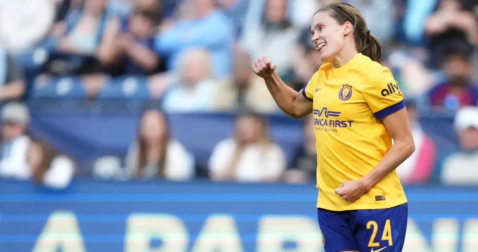 Player celebrating during Utah Royals match Player celebrating during Utah Royals match
