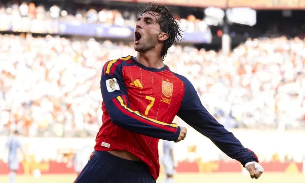 Player celebrating a goal in Spain jersey Player celebrating a goal in Spain jersey