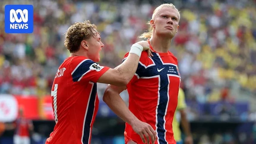 Norway players celebrating a goal during match Norway players celebrating a goal during match