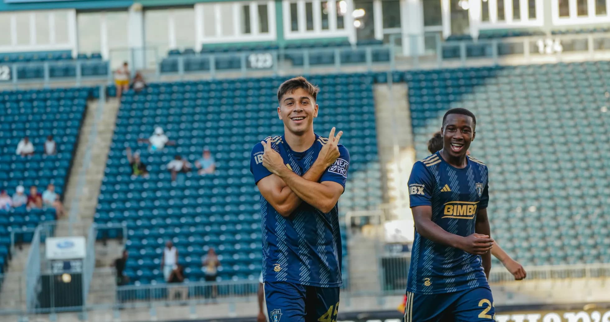 Philadelphia Union II players celebrating a goal Philadelphia Union II players celebrating a goal