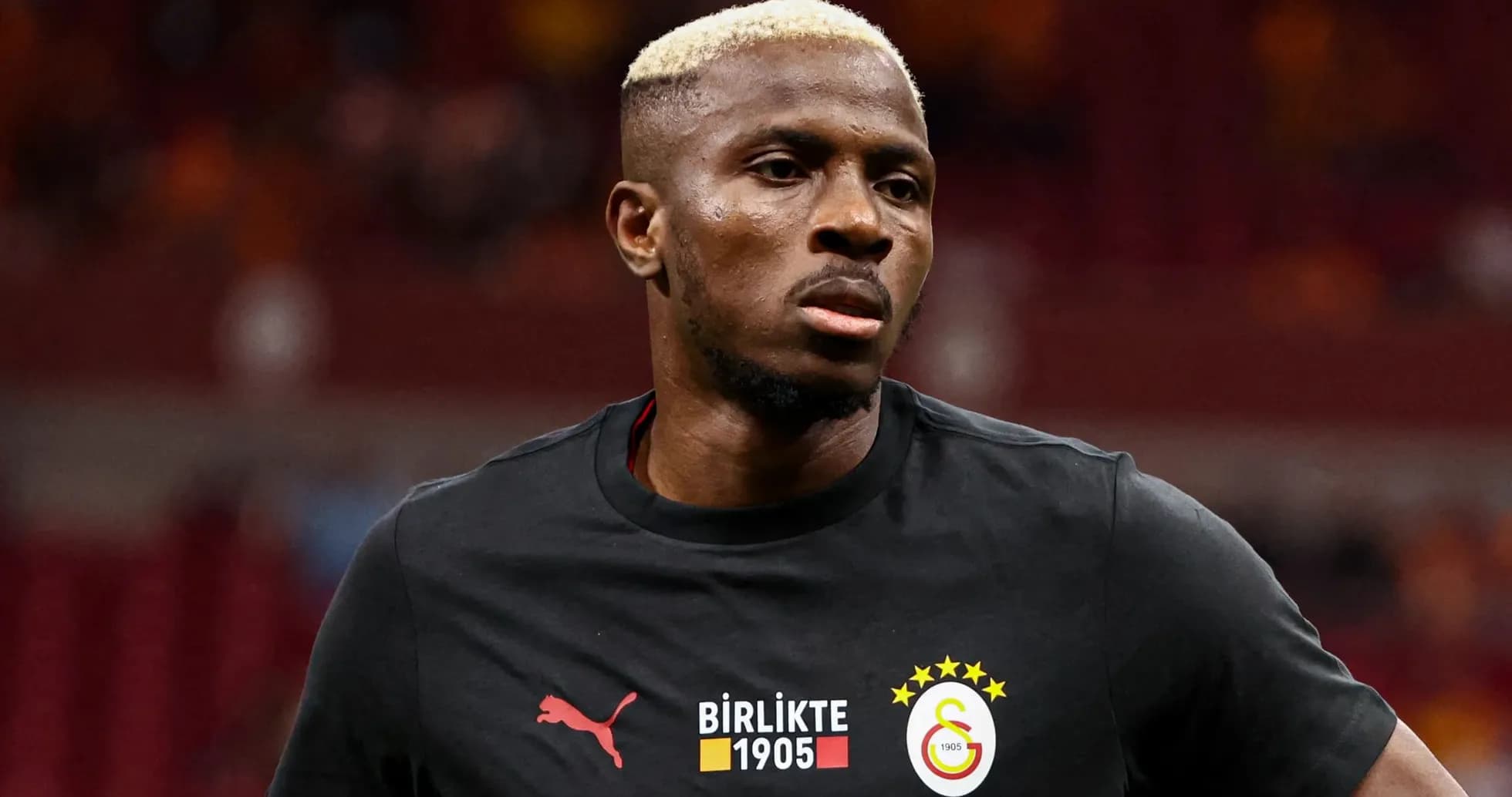 Player in Galatasaray jersey during warm-up Player in Galatasaray jersey during warm-up