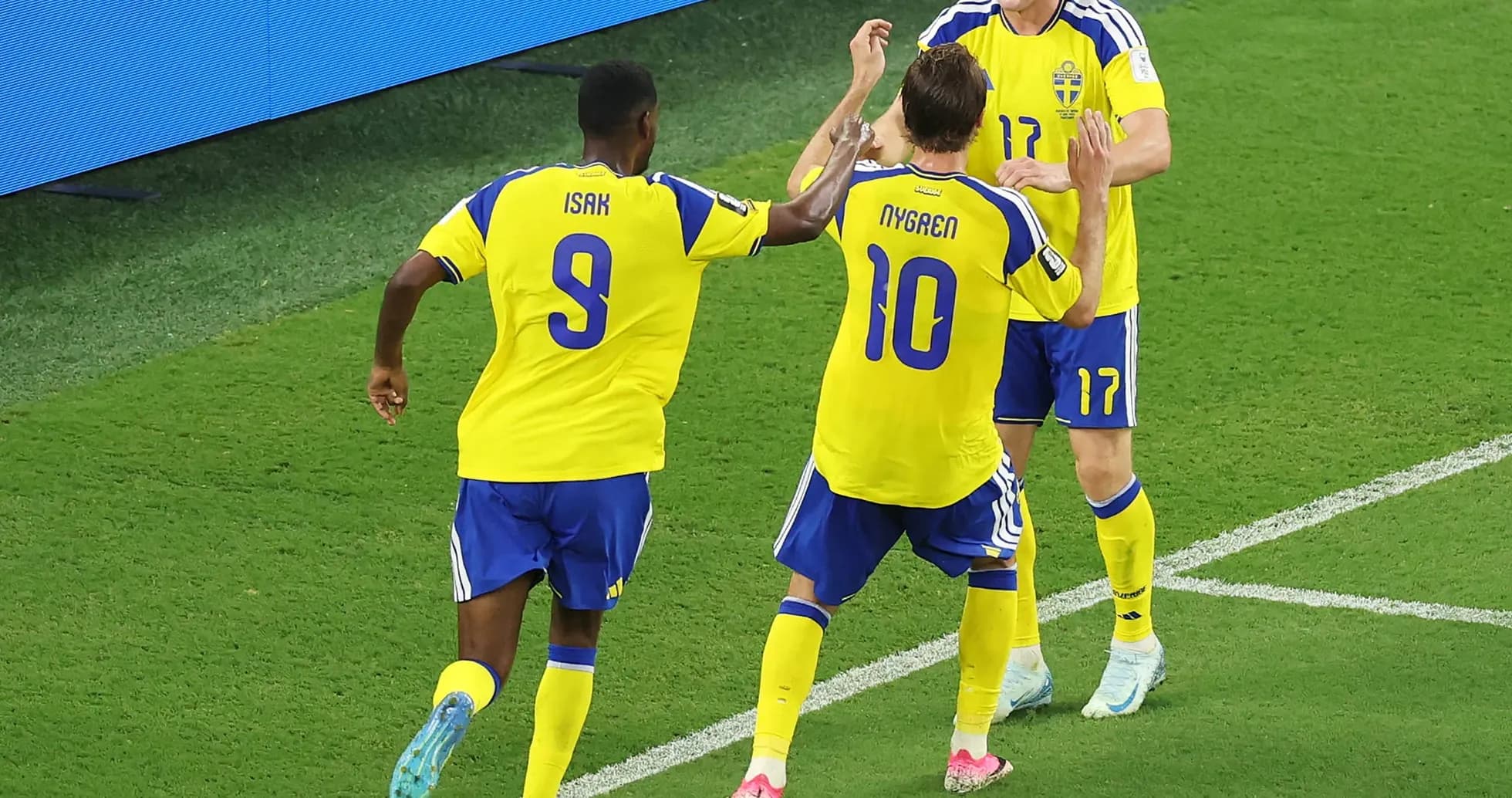 Sweden players celebrating a goal during match Sweden players celebrating a goal during match