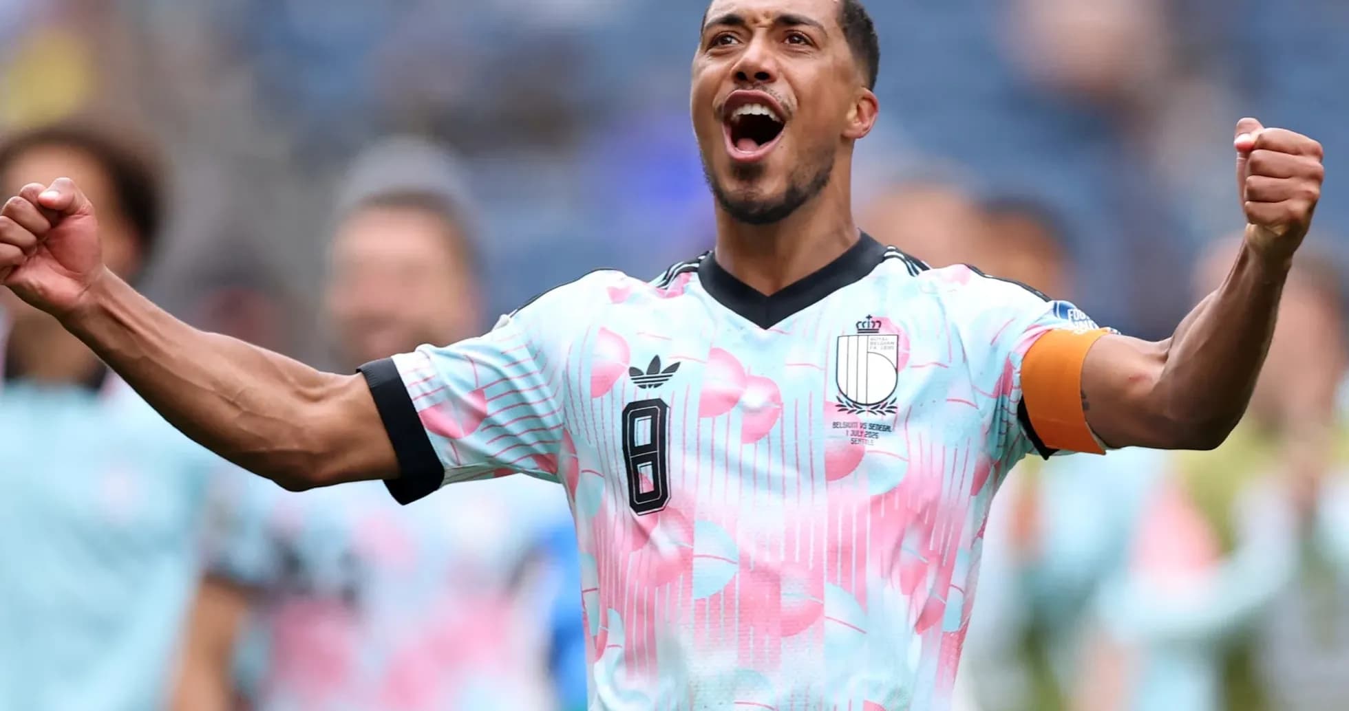 Belgian player celebrating during a match Belgian player celebrating during a match