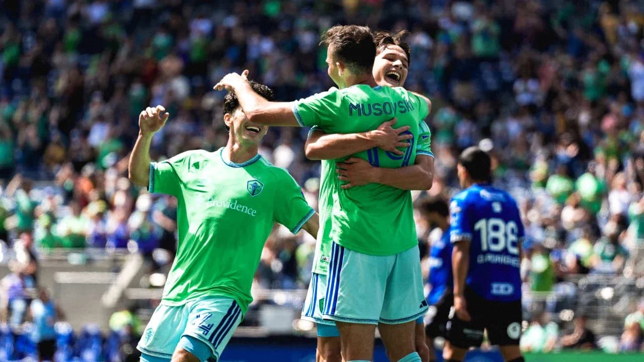 Seattle Sounders celebrating a goal Seattle Sounders celebrating a goal