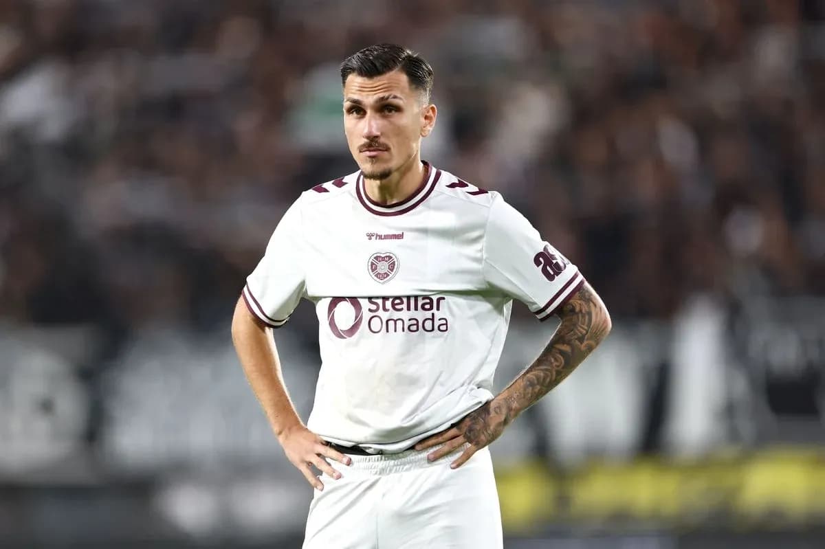 Heart of Midlothian player during UEFA match Heart of Midlothian player during UEFA match