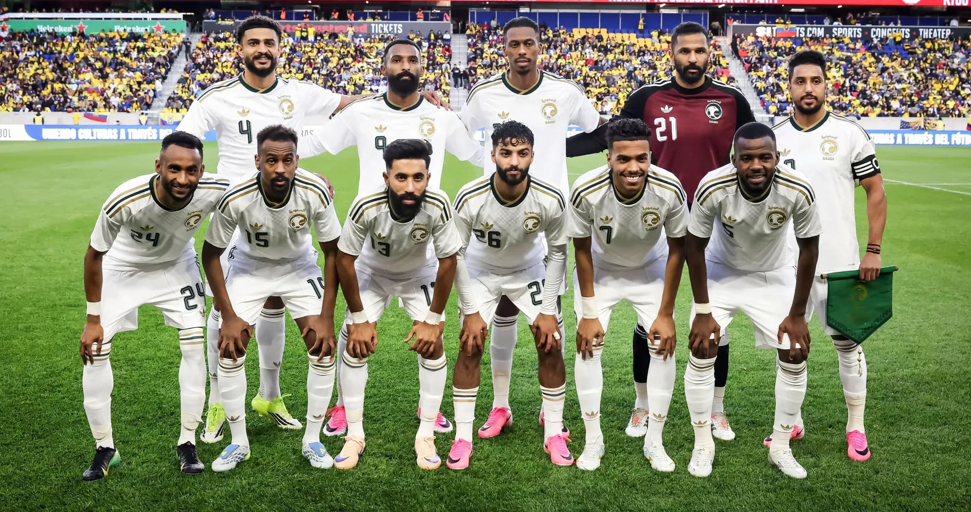Saudi Arabian football team posing for a group photo Saudi Arabian football team posing for a group photo