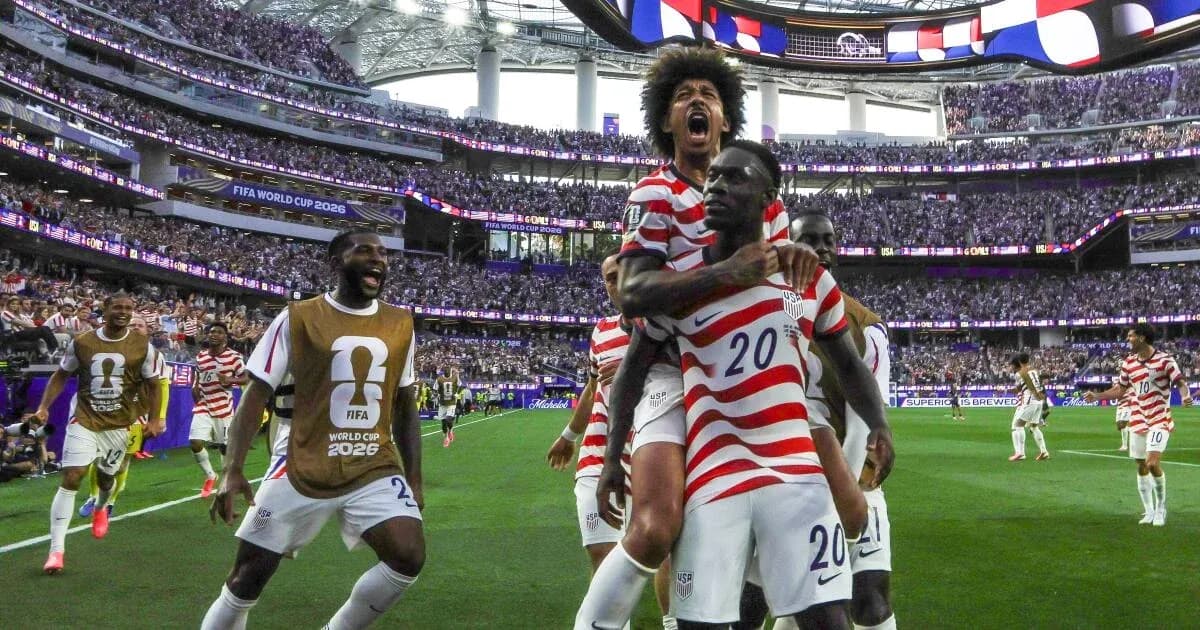 USA players celebrating a goal during FIFA World Cup USA players celebrating a goal during FIFA World Cup