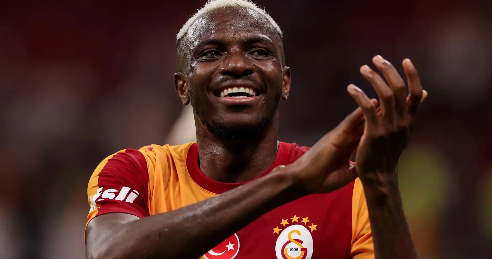 Player celebrating in Galatasaray team jersey Player celebrating in Galatasaray team jersey