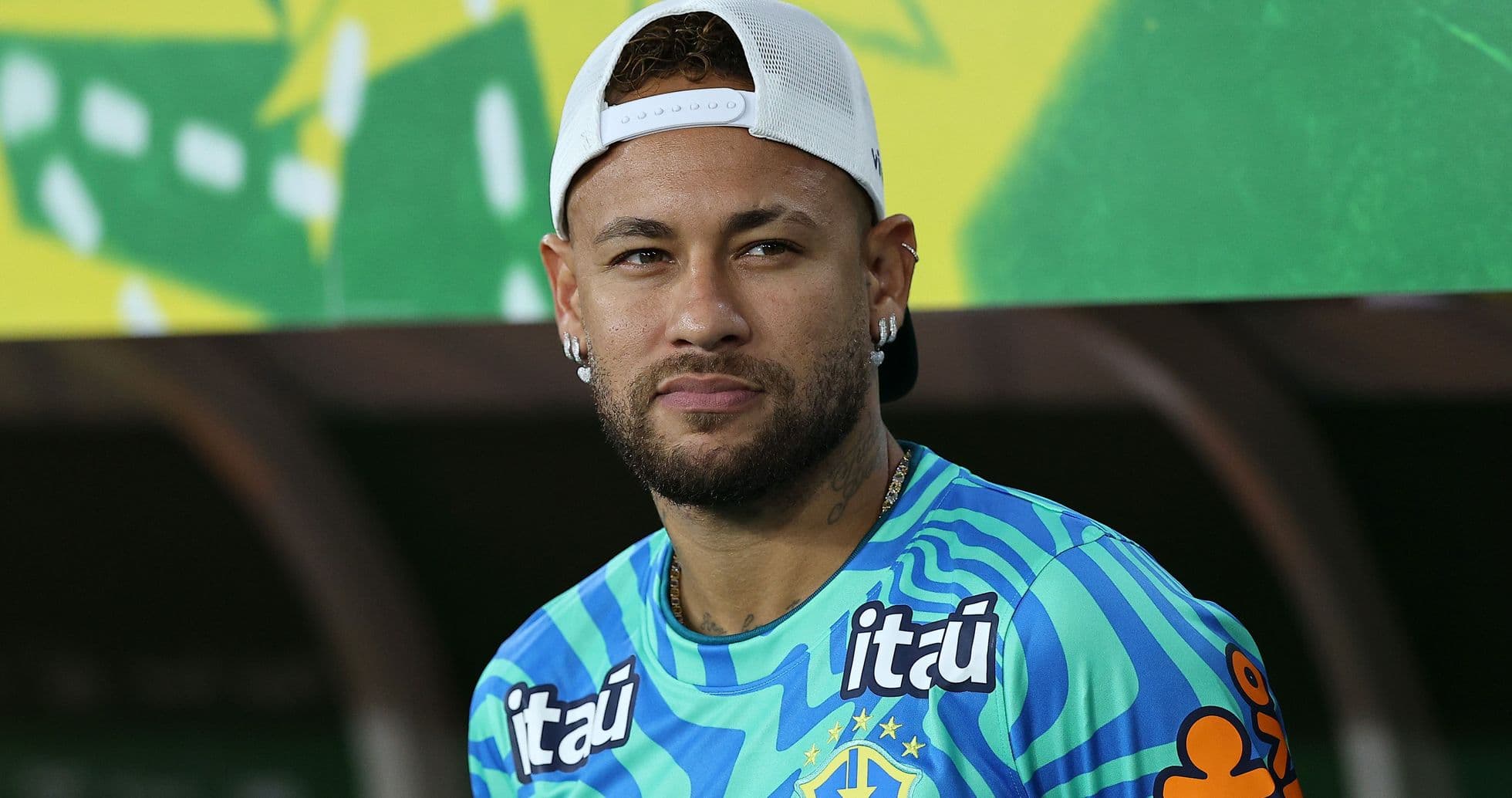 Neymar in Brazil training kit during press event Neymar in Brazil training kit during press event