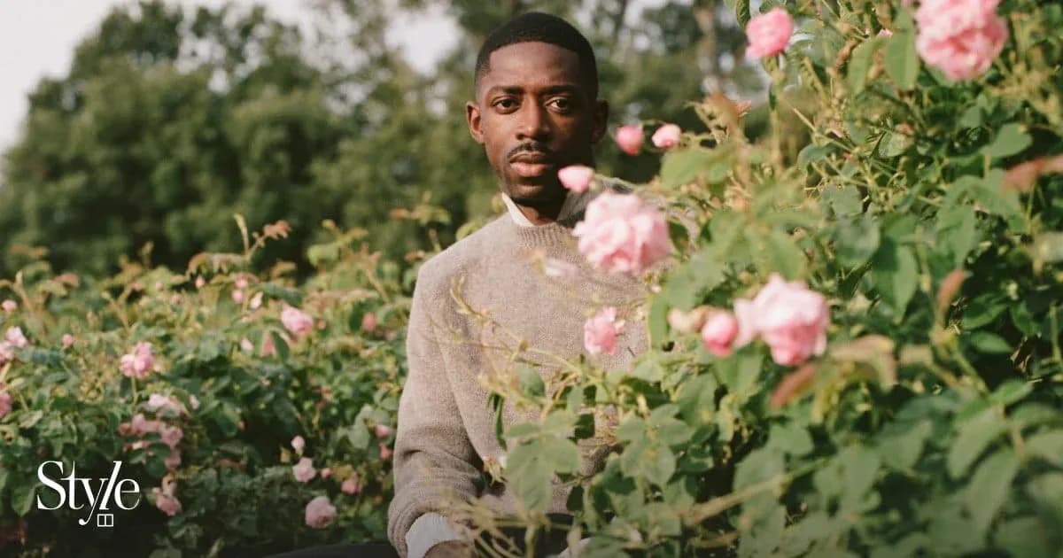Person sitting among pink roses in garden Person sitting among pink roses in garden