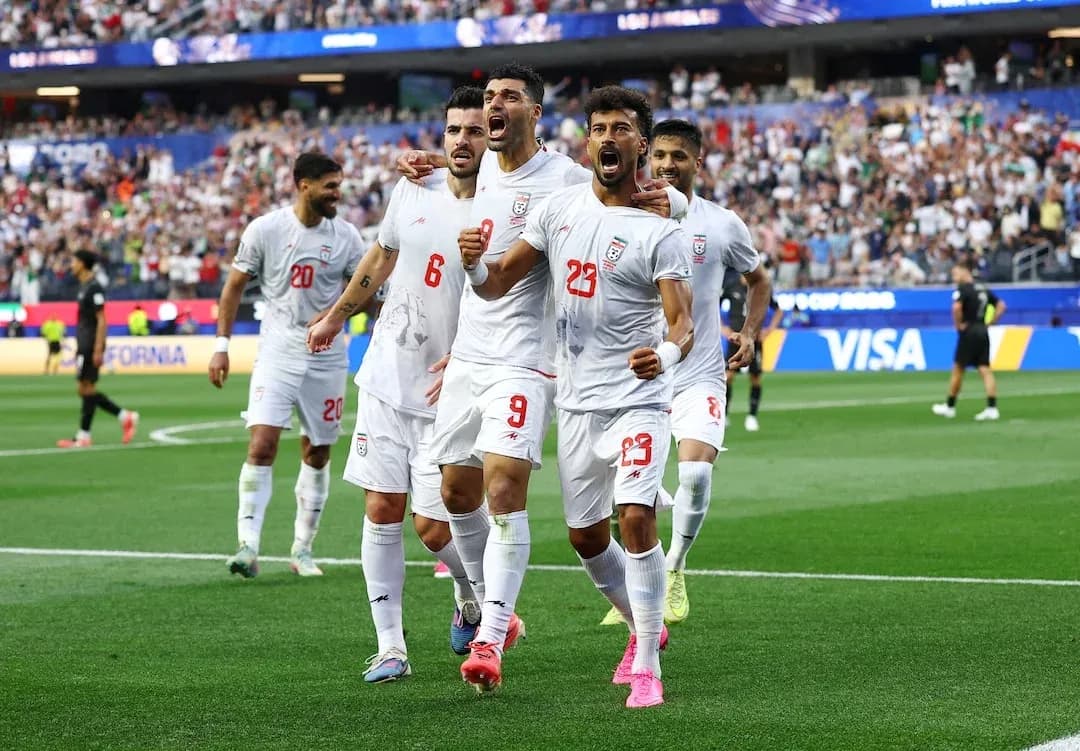 Iran players celebrating a goal during match Iran players celebrating a goal during match