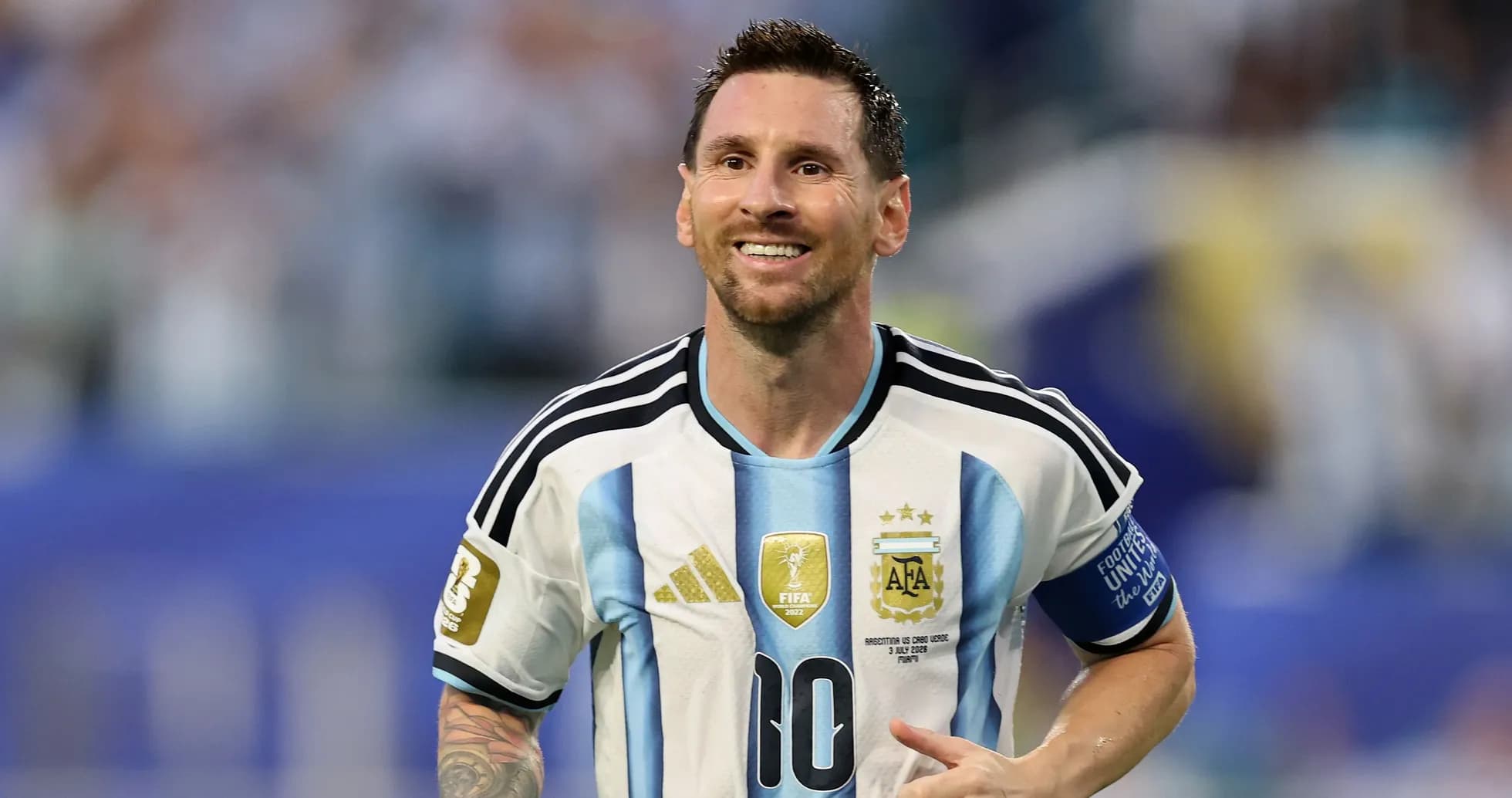 Player celebrating in Argentina national team kit Player celebrating in Argentina national team kit