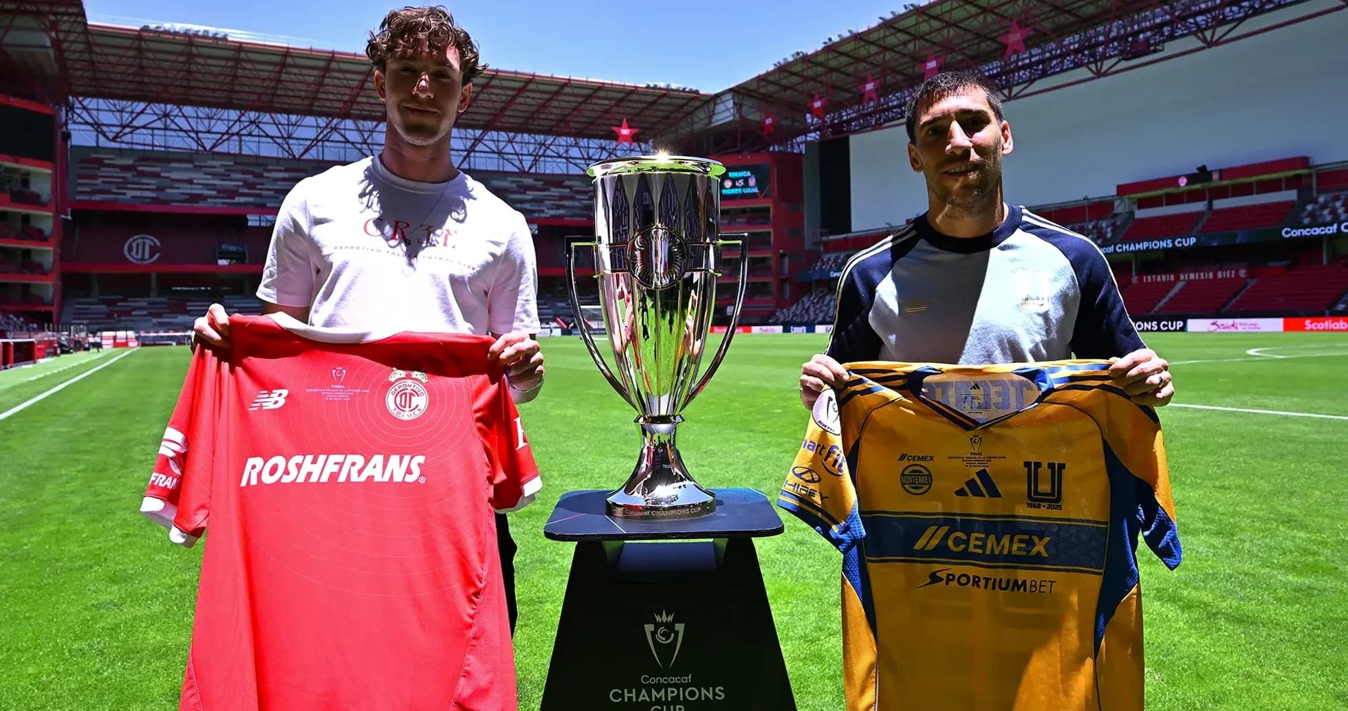 Players holding jerseys before Champions League match Players holding jerseys before Champions League match