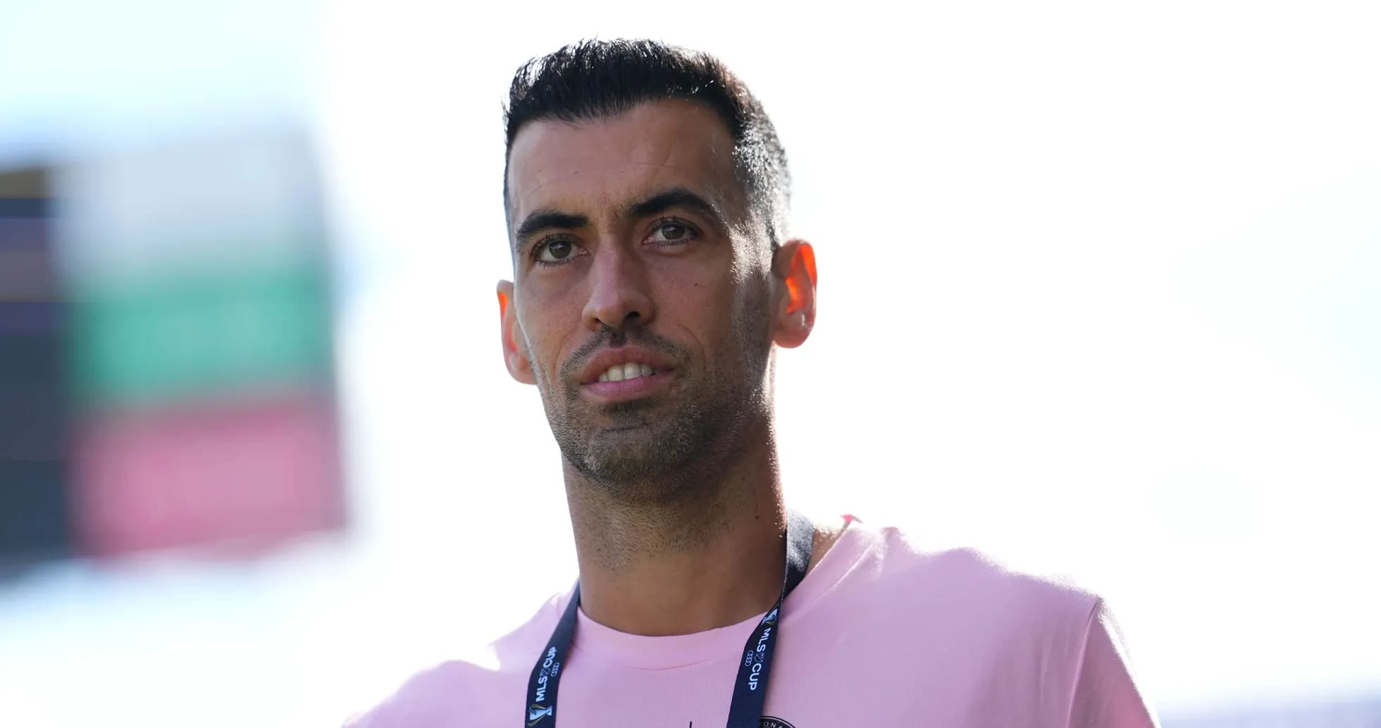 Player wearing a pink shirt at stadium Player wearing a pink shirt at stadium
