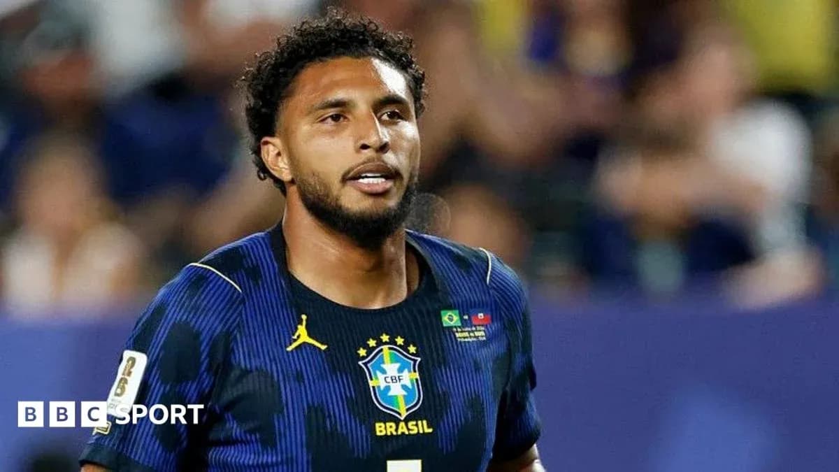 Brazilian player wearing national team jersey on field Brazilian player wearing national team jersey on field