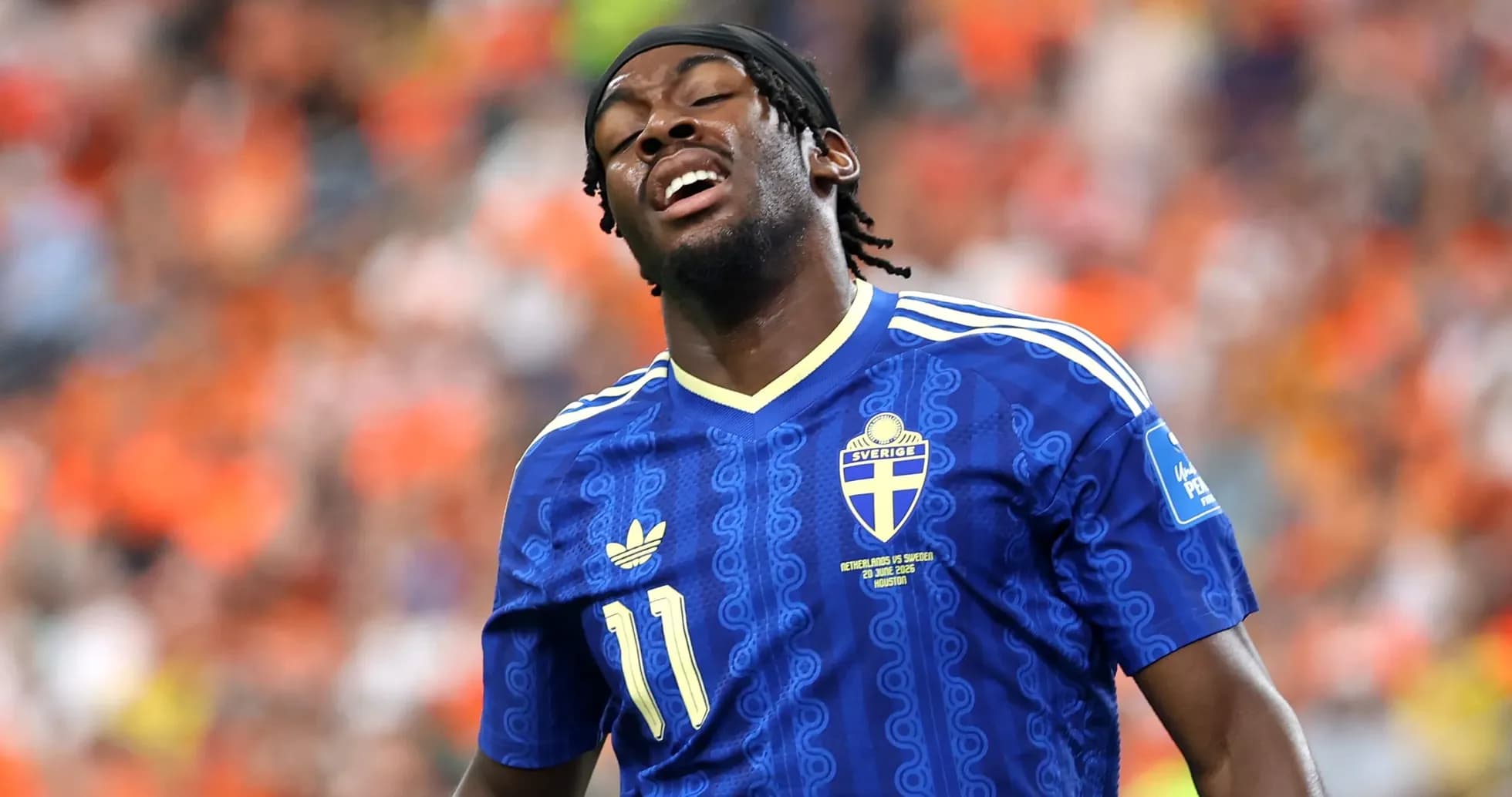 Player in Sweden jersey during match action Player in Sweden jersey during match action