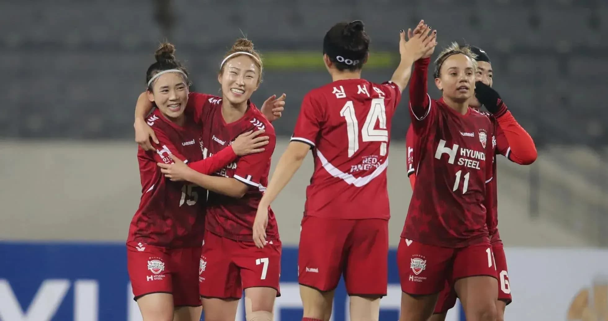 Incheon Red Angels players celebrating a goal Incheon Red Angels players celebrating a goal
