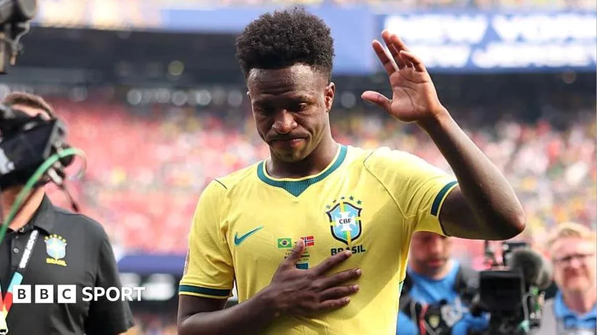Brazilian player waving during post-match walk Brazilian player waving during post-match walk