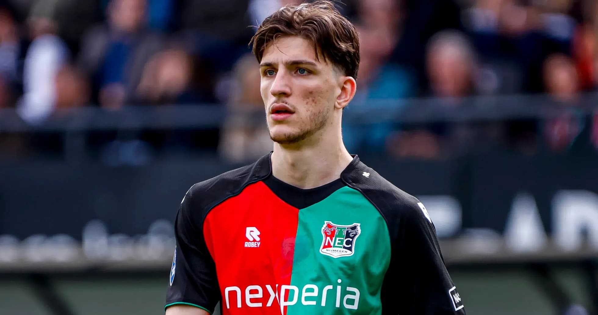 Player in NEC Nijmegen jersey during match Player in NEC Nijmegen jersey during match