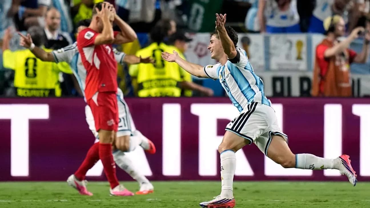 Argentina player celebrating goal during match Argentina player celebrating goal during match