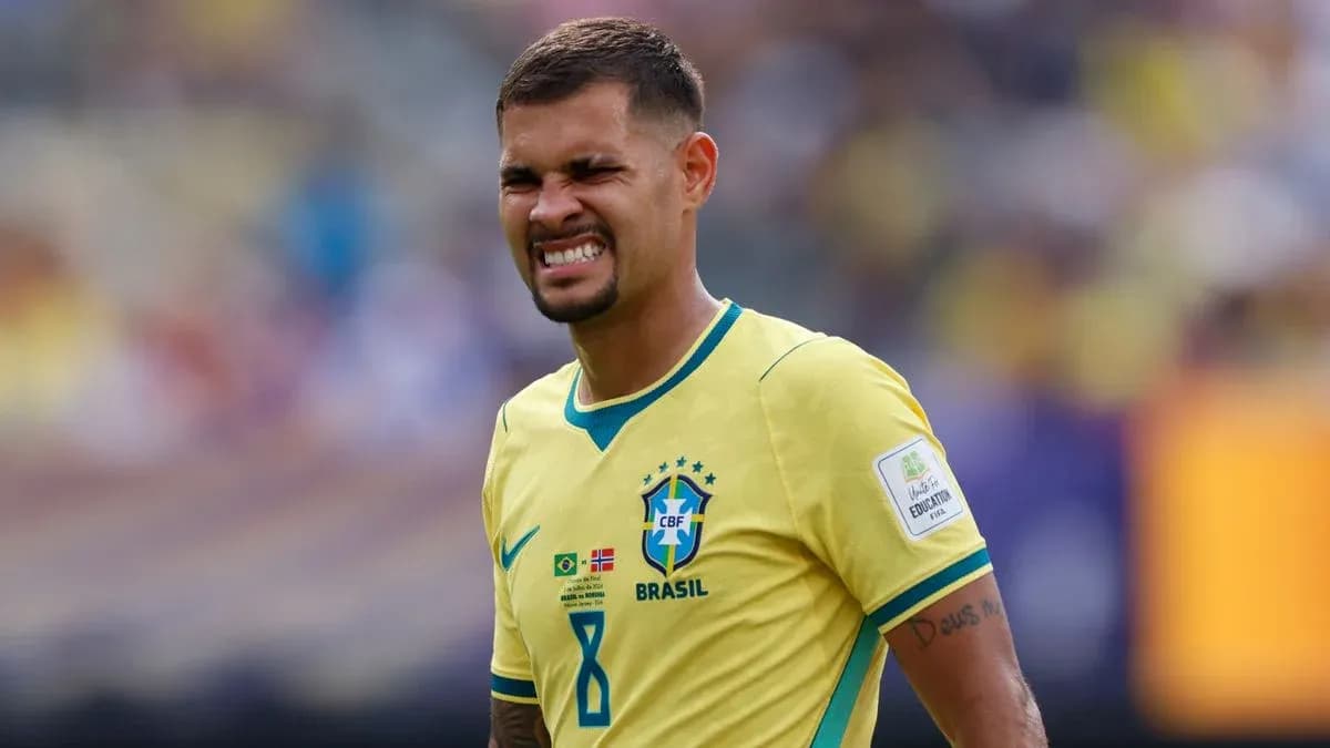 Brazilian player in yellow kit during match Brazilian player in yellow kit during match