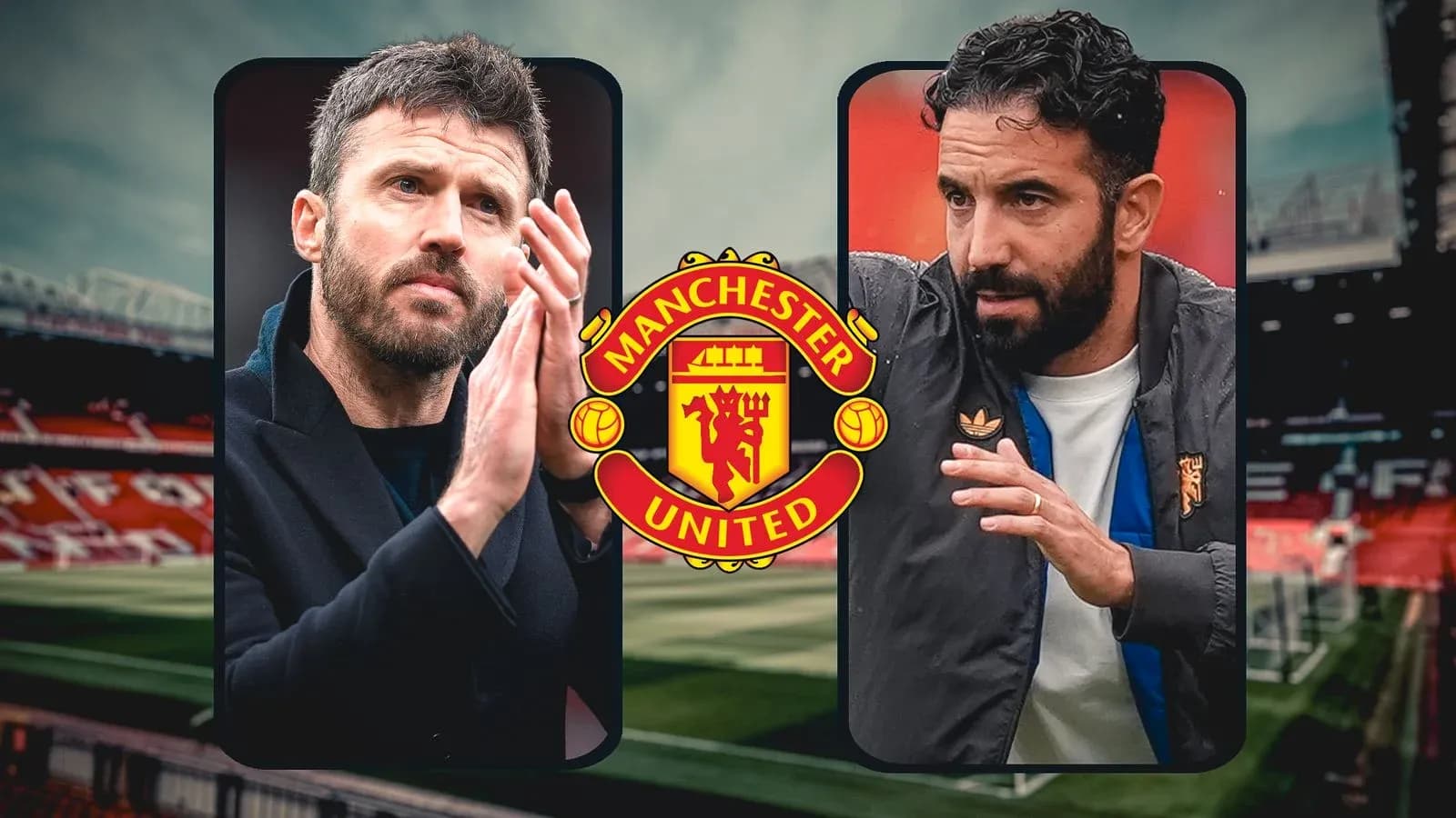 Two coaches discussing tactics at Old Trafford Two coaches discussing tactics at Old Trafford