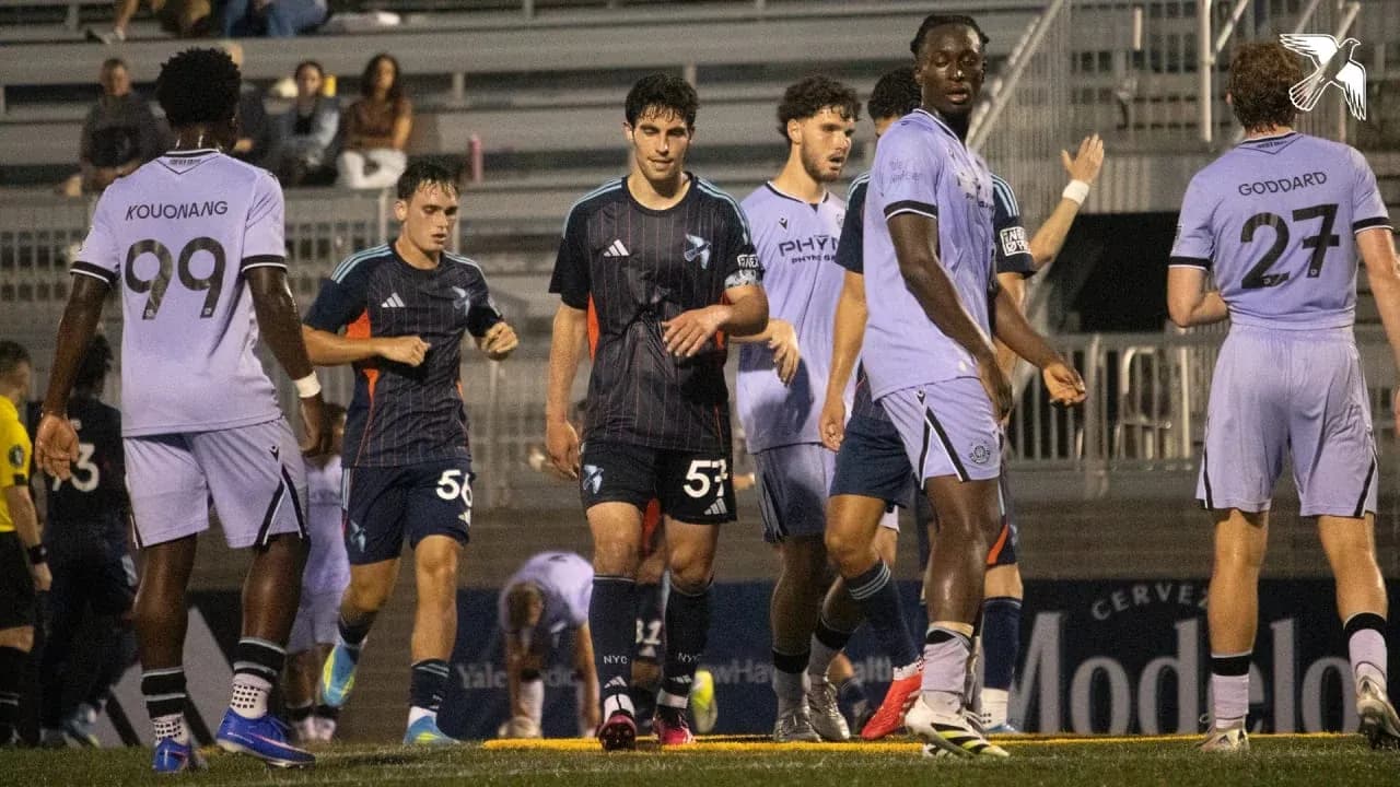 Players interacting during New England II vs NYC II match Players interacting during New England II vs NYC II match