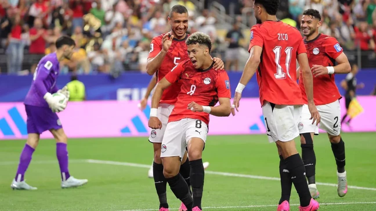 Egypt players celebrating a goal during match Egypt players celebrating a goal during match