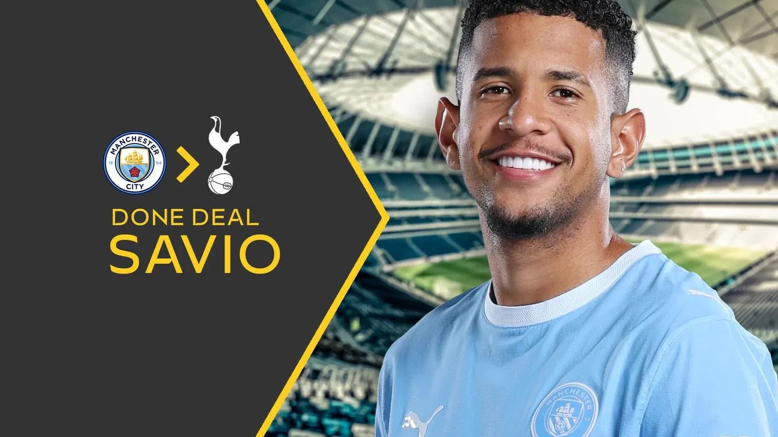 Savio in Manchester City kit announcing transfer Savio in Manchester City kit announcing transfer