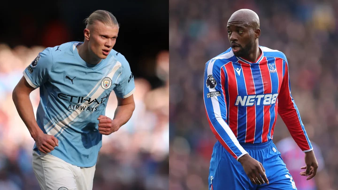 Erling Haaland and Crystal Palace player in action Erling Haaland and Crystal Palace player in action