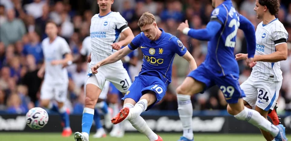 Chelsea player taking a shot on goal Chelsea player taking a shot on goal