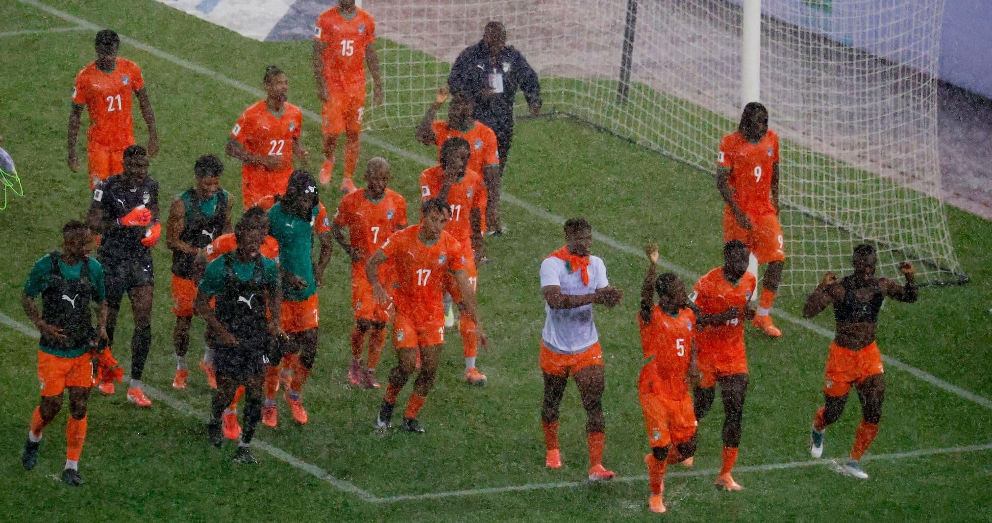 Ivory Coast team celebrating after a match Ivory Coast team celebrating after a match