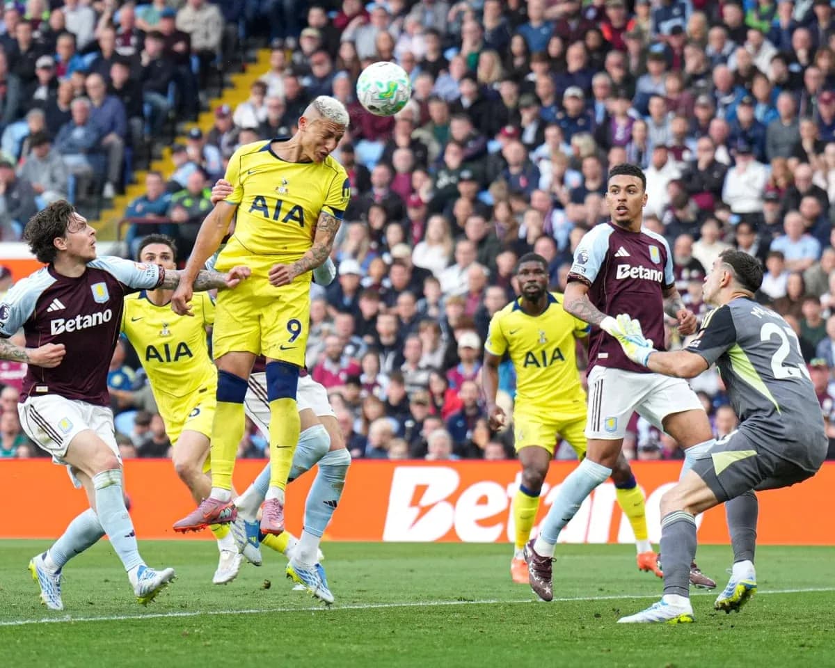 Players contesting a header during Tottenham vs Aston Villa Players contesting a header during Tottenham vs Aston Villa
