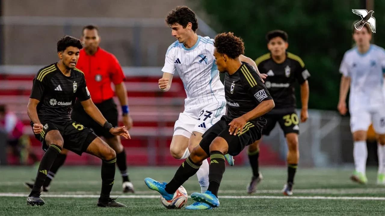 Players competing for the ball in MLS Next Pro Players competing for the ball in MLS Next Pro