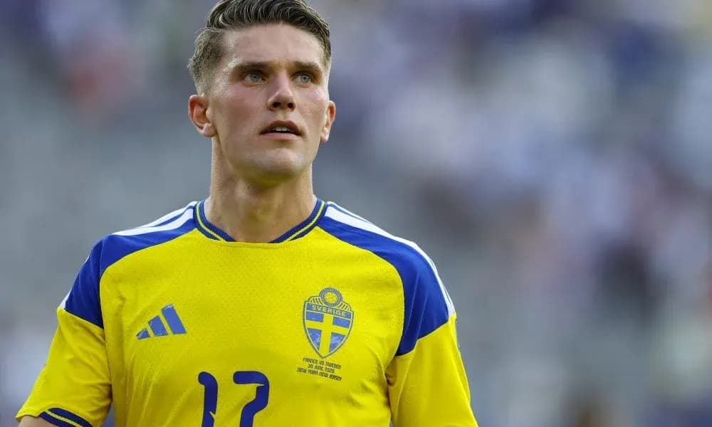 Player wearing Sweden jersey during a match Player wearing Sweden jersey during a match