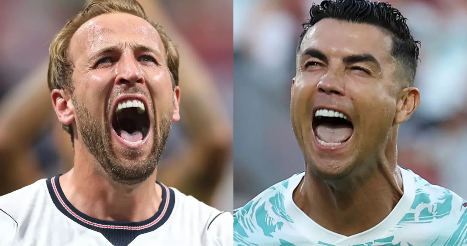 Harry Kane and Cristiano Ronaldo celebrating passionately Harry Kane and Cristiano Ronaldo celebrating passionately
