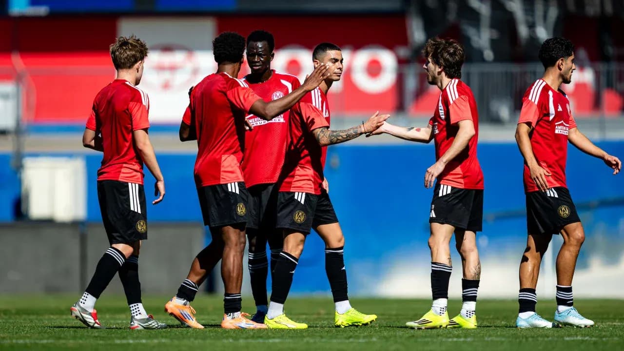 Atlanta United FC players celebrating together Atlanta United FC players celebrating together